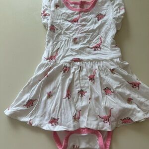 Kyte BABY White and Pink Dinosaur Dress